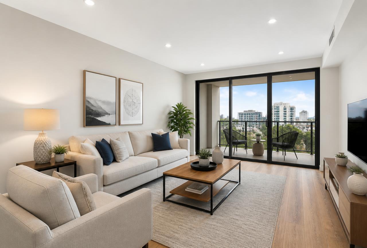 Sala de apartamento com varanda em Boituva